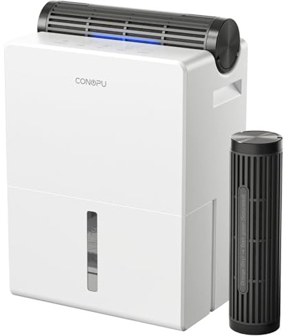 CONOPU Luftentfeuchter, 2700ml mit 2 Wiederverwendbaren Entfeuchterboxen, Luftentfeuchter Elektrisch für Zuhause 20 m², Dual-Halbleiter, 30dB Schlafmodus, Auto Abtauung, 24h Auto Abschaltung