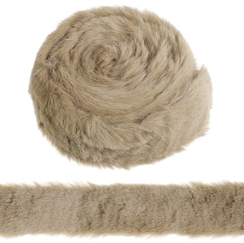 Weihnachts Kunstfellband Braun Weihnachtspelzbesatz Kunstfell zum Basteln Fellstoff für Weihnachtsmann Kostüm Weihnachtsfelldekoration Fellimitat Kunstfellband Weihnachtsbaumdekoration (5cm x 2.7 m)