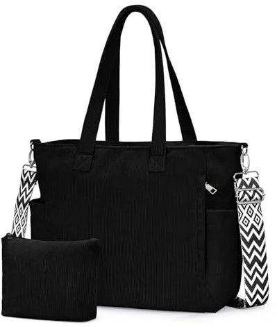 oscaurt Cord Tote Bag Shopper Tasche Damen Handtasche Damen Geschenke für Frauen Crossbody Bag Groß Schultertasche mit Kosmetiktasche Umhängetasche für Arbeit Studium Einkaufen Tägliche Reisen