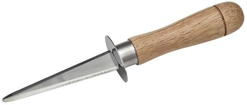 COOK CONCEPT, KD0004, Couteau à huîtres en Acier Inoxydable avec Manche en Bois de hêtre, Design élégant et sécurité renforcée, idéal pour Fruits de mer, Taille 20 cm, Couleur Marron