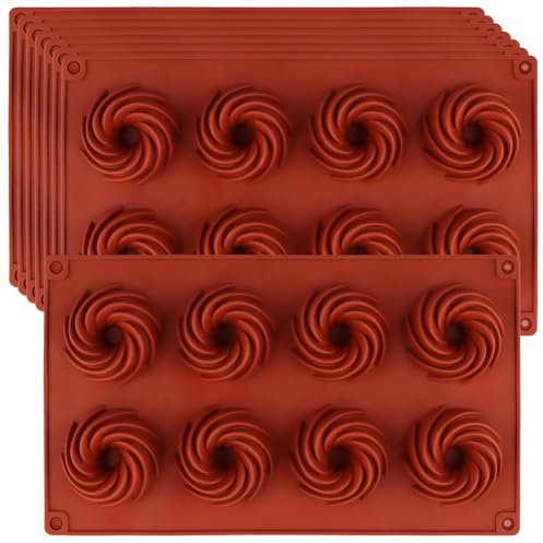 HONYUET 8 moldes de silicona con forma de vórtice, 8 cavidades de silicona para hornear chocolate, para hacer dulces, pudín, galletas, 11.3 x 6.5 pulgadas