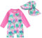 CocMouse Badeanzug für Babys, Jungen, Mädchen, langärmelig, Reißverschluss, Rashguard, Einteiler, Badebekleidung mit Hut, Strandmode, Sonnenanzug, Tropischer Baum, 68
