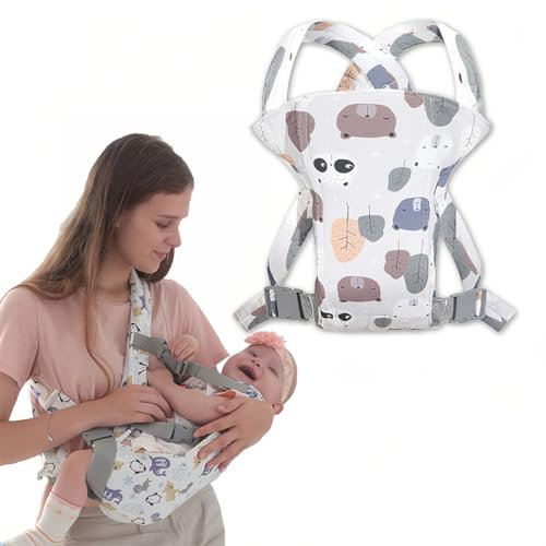 ZEPIQOR Babytrage für Neugeborene ab Geburt ergonomische babytrage hüftsitz baby babytragetücher beige Puppentrage Ergonomische Babybauchtrage Rückentrage Baby