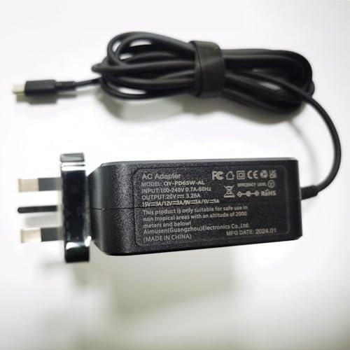 65W USB C Laptop Charger Fit for Dell Latitude Computer 5420 5520 7420 5540 5440 5430 5530 7430 3540 3440 7440 7340 5320 7320 Inspiron 14 7425 16 7620 Chromebook 3100 XPS 13 7390 Power Adapter Cord