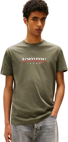 Tommy Jeans Men’s Short Sleeve Regular Fit T-Shirt, Green (Pewter Green), M