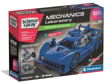 Clementoni Science&Play Mechanics Laboratory - Le Mans Racer Blue, STEM Building Set, For Kids 8+ Years, Made in Italy, 61572