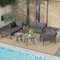 Jtyca Gartenmöbel Set aus Seil, Lounge Möbel Outdoor für Garten und Terrasse, Balkon Möbel Set, 5-teiliges, 2 Doppelsofas, 1 Einzelsofa, 2 Tische, Inklusive Aller Sitz- und Rückenkissen (Grau)