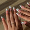24pcs White French Tip Press on Nails - Almond Shaped French Tip False Nails - Stick on nails with Bow Patterns - Glossy Full Cover Glue on Nail for Women Girls Valentines Day Gift