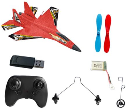 F Fityle Avion télécommandé à voilure fixe, portable, facile à contrôler, train d'atterrissage, avion en mousse télécommandé, planeur télécommandé pour, Rouge