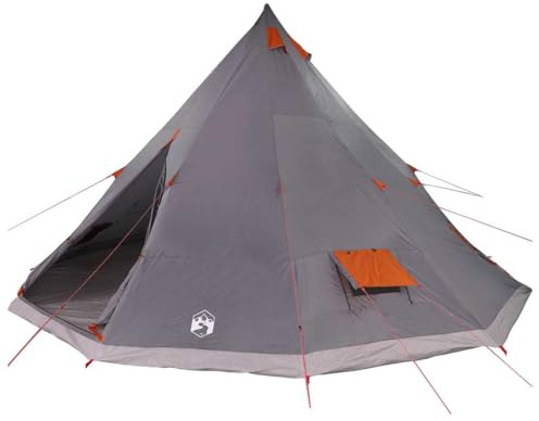 vidaXL Tipi Zelt mit Dach Grau und Orange 560 x 560 x 300 cm TAFT