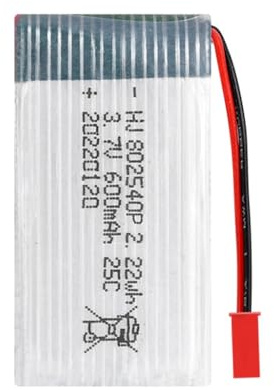Batterie LiPO 3,7 V 600 mAh 25 C 802540P pour drone jouet hélicoptère télécommandé