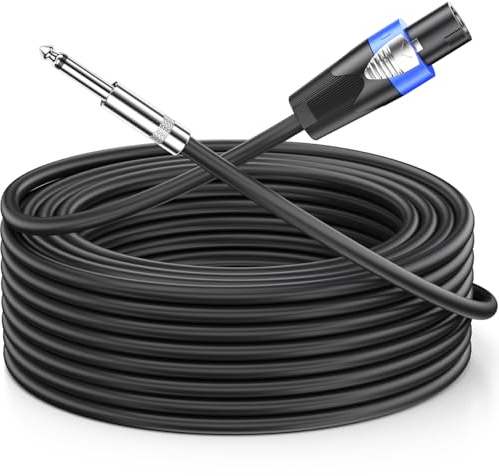 Jumwa 10M Speakon to 1/4 TS Speaker Cables for DJ/PA Heavy Duty Audio Amplifier 15AWG Speakon Cables with Twist Lock, M-M