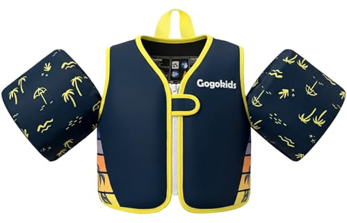 Gogokids Kinder Schwimmweste mit Schwimmärmeln, Kleinkinder Schwimmjacke mit Zwei Armbändern Kinder Schwimmhilfe Auftrieb für 2-6 Jahre/15-30KG Perfekt für Pool, Schwimmunterricht und Wasserpark