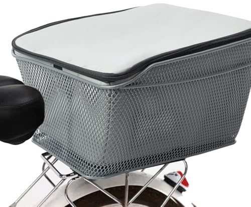 Aumotop Hochwertiger Fahrradkorb Hinten mit Großer Kapazität, Metalldraht-Fahrradkorb, wasserdichte, Regensichere Tasche Zum Tragen von Haustieren und Lebensmitteln, Stahlgrau, 40 X 30 X 20 cm, 1,48