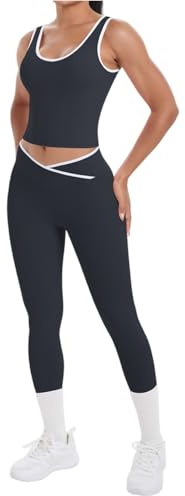 SCBFDI Tuta Sportiva Donna Invernale Completi Donna con Pantaloni Completino Sexy Palestra Completo Maglia E Felpa Tuta Apicoltore Bianca Nero S