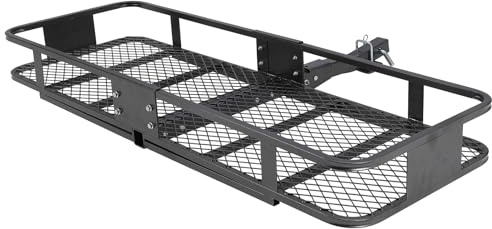 Garvee Porte-Bagages d’attelage Robuste en Acier Noir – Charge 200 kg – Panier Transport Voiture/SUV pour Camping, Voyage – Installation Facile, récepteur 2, 60x20x5,9 Pouces