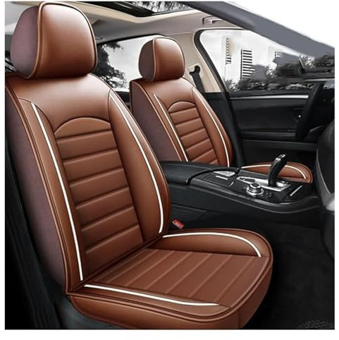 ZHISHIGUO Auto Sitzbezüge Sets FüR Jeep Wrangler JK JL 2007-2024 2/4-Door, Leder Auto Schonbezug Full Set Sitzbezug, Wasserdicht Auto Sitzbezüge Airbag Kompatibel Auto Zubehör(Brown)