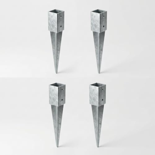 Drive-In Post Spike, 101x101mm, Galvanised Steel, Ground Anchor for Wooden Posts, Fence and Pergola Base Support, 2 Pack or 4 Pack (4)