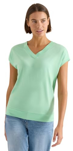 Damen Kurzarm Shirt mit V-Neck in Unifarbe