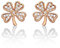 Diamond Treats Boucles d'Oreilles Or Rose en Trèfle à 4 Feuilles, Jolies Petites Boucles d'Oreilles Femme Or Rose, Boucles d'Oreilles Originales Porte Chance pour Femme et Fille avec Pierres