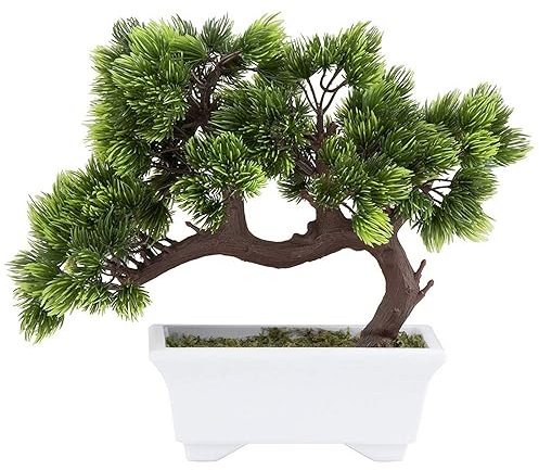 Künstlicher Kiefer Bonsai-Baum, Naturgetreue Künstliche Pflanze im Topf, Grün, 26 x 24 x 12 cm