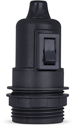 1 x Fassung mit Schalter E27, Lampenfassung aus Thermoplast schwarz, Teilgewindemantel