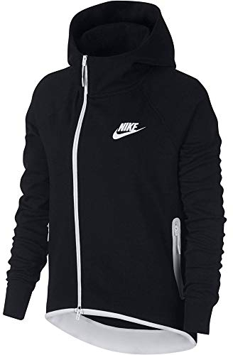 Nike Damen Kapuzenjacke Tech Fleece Cape Full-Zip, Black/White, S, 930757-011