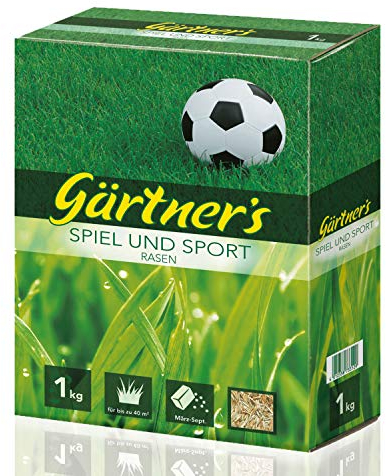 Gärtner’s Sport- und Spielrasen 1 kg I Rasensamen für strapazierfähigen Rasen I RSM-Saatgutmischung zur Einsaat & Nachsaat I Für bis zu 40 m²