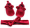 Carolilly Set Neonata Scarpe Primi Passi Bowknot Battesimo Infantile Scarpine Neonato Principessa AntiScivolo+Fascia Neonata