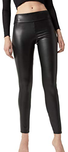 CALZEDONIA Faux Leather Thermal Leggings Black M
