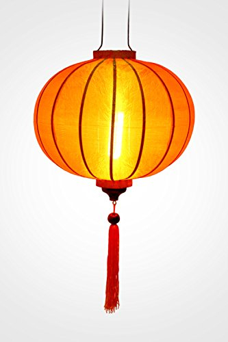 Lampion, asiatische Seide, Orange, R Ø33 cm – Laterne aus Stoff, Bambus und Holz – Kunsthandwerk und Dekoration von Vietnams (REF. R20-O)