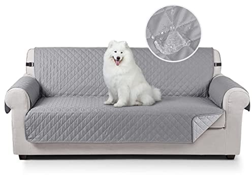 TAOCOCO Sofa Überzug, Sofabezug Wasserdicht Mit Gummiband,Wohnzimmer Anti-Rutsch Gepolsterter Sofaschutz für Haustiere, Katzen, Hunde, Spielende Kinder(Hellgrau, 3 Sitzer)
