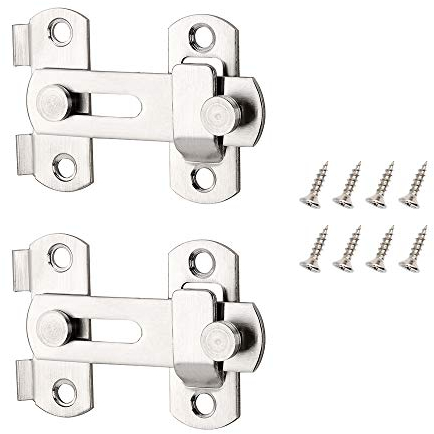 KSTEU Stainless Steel Door Latch,2Pcs Door Lock, Straight Flip Flat Angle 4 Inch Pet Safety Door Lock,Brushed Surface Door Bolt for Cabinets,Drawer,Doors & Windows