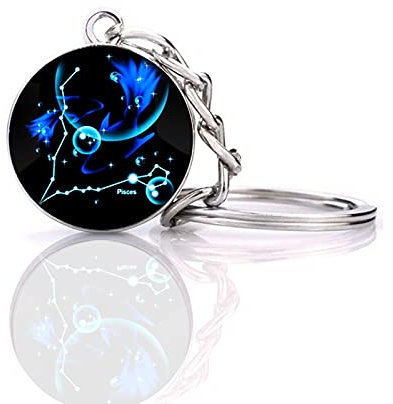 JWPavilion Zodiac 12 Constellation Glow In The Dark Creative Galaxy Schlüsselanhänger, Fische-1, Einheitsgröße