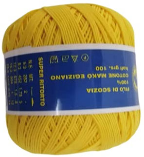Cotone Per Uncinetto Numero N°16-100 Grammi Filo Di Scozia (904 Mt) Per Altre Quantità Contattare (GIALLO FORTE 19)