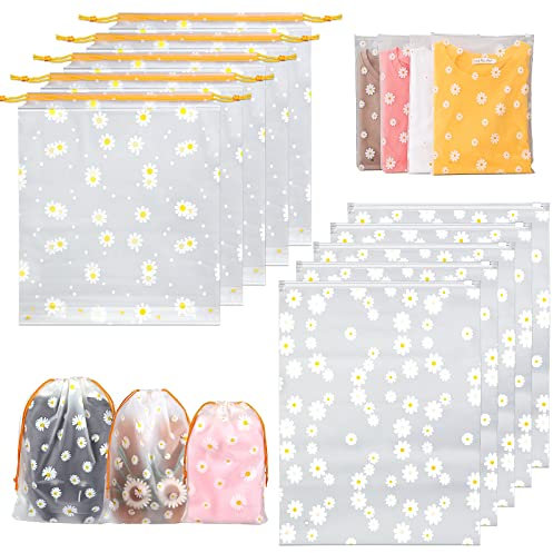 10 Travel Storage Bags, Reusable Ziplock Bags for Clothes Plastic Drawstring Shoe Storage Pouch, Waterproof Luggage Organizer Bags for Cloth Shoe Underwear Travel Accessories