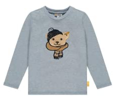 Steiff Best Friends Jungen Langarmshirt Teddy m.Mütze/Schal,bleu L002123103 gr.80