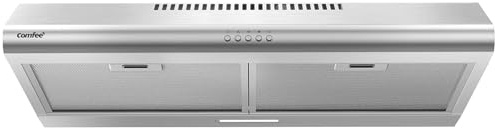 COMFEE' CVU30W4AST 30 inch Under Cabinet Ducted/Ductless Convertible Slim Vent Durable Stainless Steel Kitchen Reusable Filter, 3 Speed Exhaust Fan and 1 LED Lights Range Hood, 2.0 Version