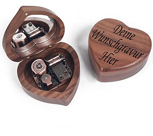 Melodiebox My Heart Will go - Titanic Herzförmig Holzspieluhr Federbetrieben Musicbox für Geburtstagsgeschenk, Valentinstag, Jahrestag
