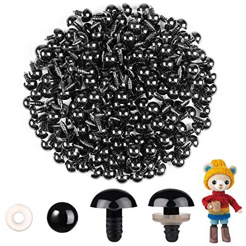MUCUNNIA 200 Stück 16 mm Sicherheitsaugen für Häkeltiere mit Unterlegscheiben Amigurumi Augen für Häkeltiere Kunststoff Schwarz Sicherheitsaugen zum Häkeln Basteln Sicherheitsaugen für Kuscheltiere