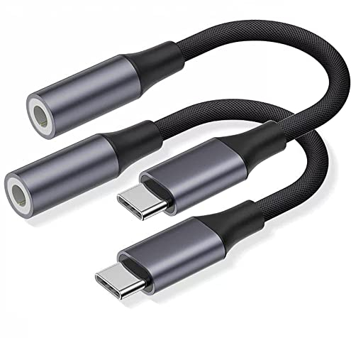 USB C auf 3,5 mm Klinke Adapter (2 Stück), USB Typ C zu Kopfhörer Adapter Aux Audio Kopfhöreranschluss Adapter Kompatibel mit Samsung Galaxy S23 S22 S21 S20 Note20, und Mehr