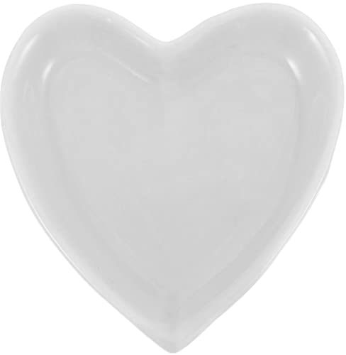 Cabilock Liebe Schmuckplatte Salatteller Tablett in Herzform Dessertteller Herzförmiger Schmuckteller Plattenorganisator Schmuckständer Ohrringe Halter Seite Schminktisch Keramik Kerze Weiß
