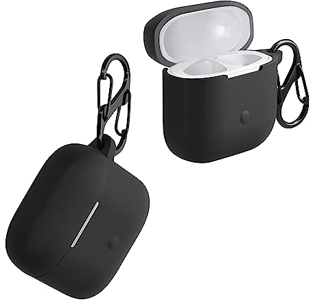 kwmobile Custodia Caricatore Compatibile con Xiaomi Redmi Buds 3 - Cover Silicone nero - Rivestimento Gommato Protezione con Gancio