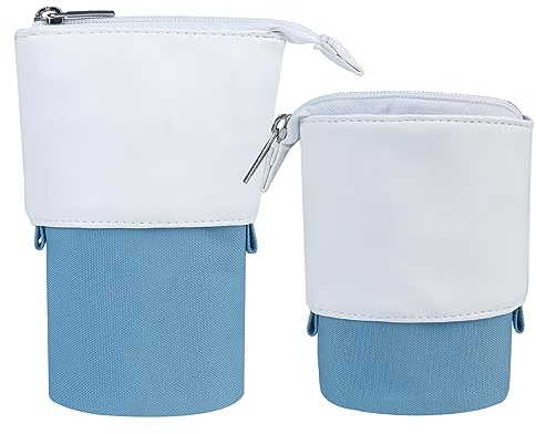 Fmeida Federmäppchen Mäppchen Mädchen Teenager Federtasche Junge Federmappe Mit Reißverschluss Schulmäppchen Federschachtel Schlampermäppchen 2 in 1 Vom Stifteetui Schule Blau