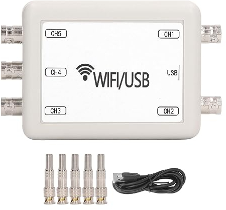 ET602 WIFI USB Virtuelles Oszilloskop, Handy PC Virtuelles Oszilloskop 5-Kanal-Datenspeicher Erfassungsaufzeichnung 0-50KHz Messfrequenzbereich Maximale Abtastrate 150KHz