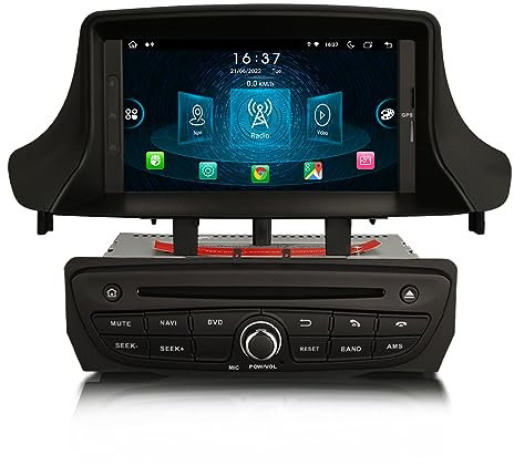 Erisin 8-Core 7 Pulgadas Android 14 GPS Navegación DVD Estéreo de Automóvil para Renault Megane 3 Fluence 2008-2015 Soporte Inalámbrico CarPlay Android Auto Bluetooth WiFi 4G RDS OBD2 4GB RAM+64GB ROM