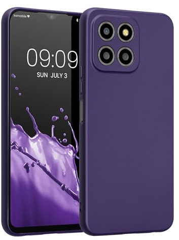 kwmobile Handyhülle für Honor X8 5G / X6 / 70 Lite 5G Hülle - weiche Silikon Case metallisch schimmernd - Schutzhülle Cover - Metallic Blauviolett