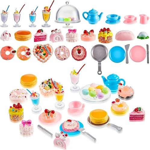 Juguetes en Miniatura de Comida, 40pcs Comida Miniatura Casa de Muñecas, Comida en Miniatura, Accesorios para Casa de Muñecas, Adecuado para Decorar Casas de Muñecas para Niños y Niñas