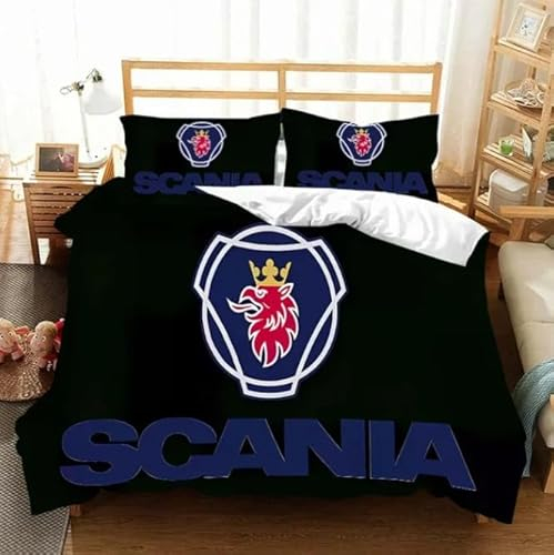 WTYRFV Bettwäscheset 3D Truck S Scania Weich Und Bequem Mikrofaser Weiche Bettbezug W-12050175-V 173CM x 218CM with 2 Pice Pillowcase 50CM x 75CM