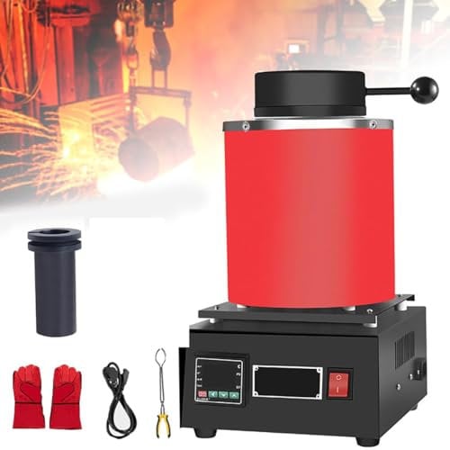 Four de fusion à induction, four de fusion d'or de 3 kg, kit de fusion d'or de four de fusion électrique numérique de 1500 W, 1150 ℃ pour ferraille de fusion rapide, or, argent, cuivre, aluminium